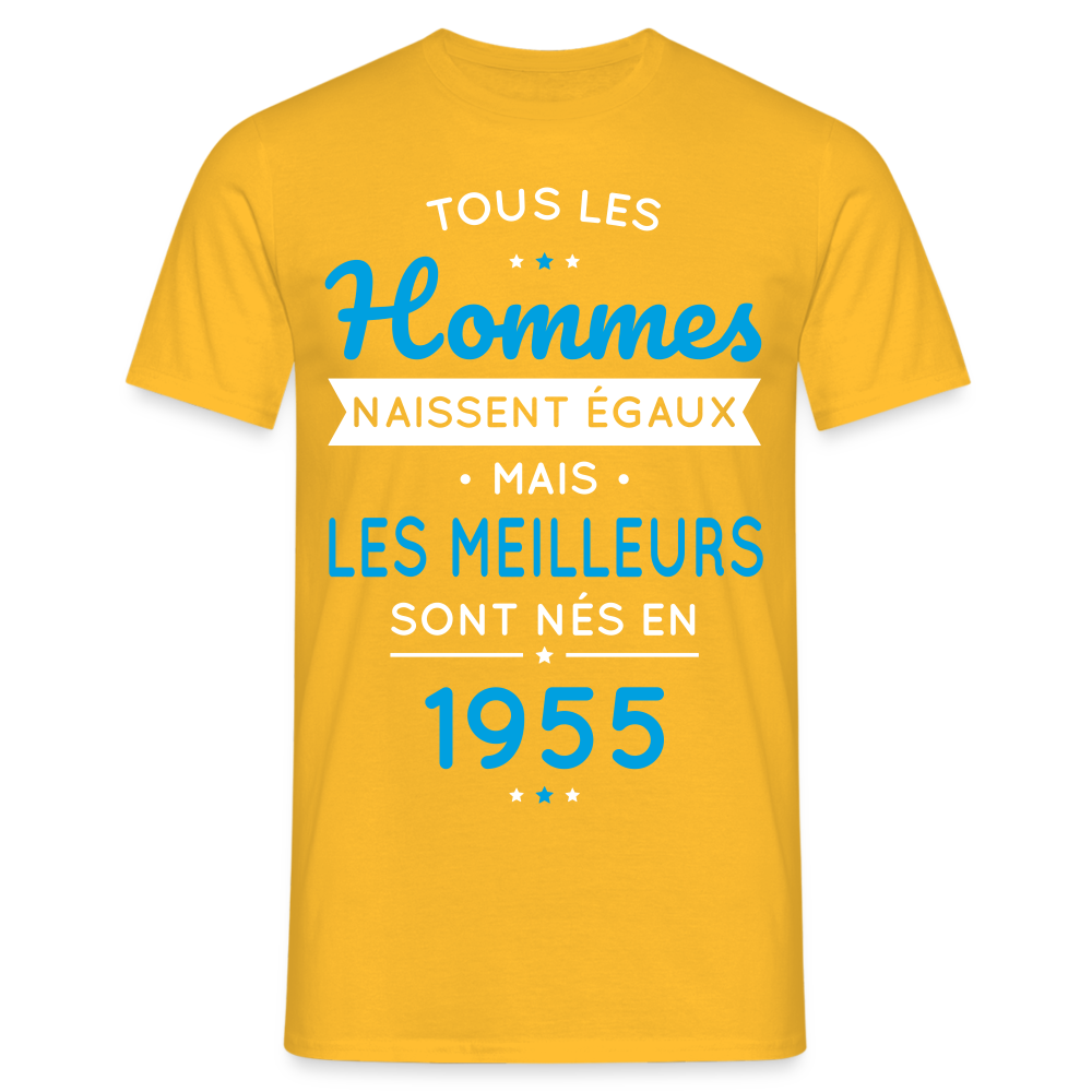 T-shirt Homme - Anniversaire 70 Ans - Les meilleurs sont nés en 1955 - jaune