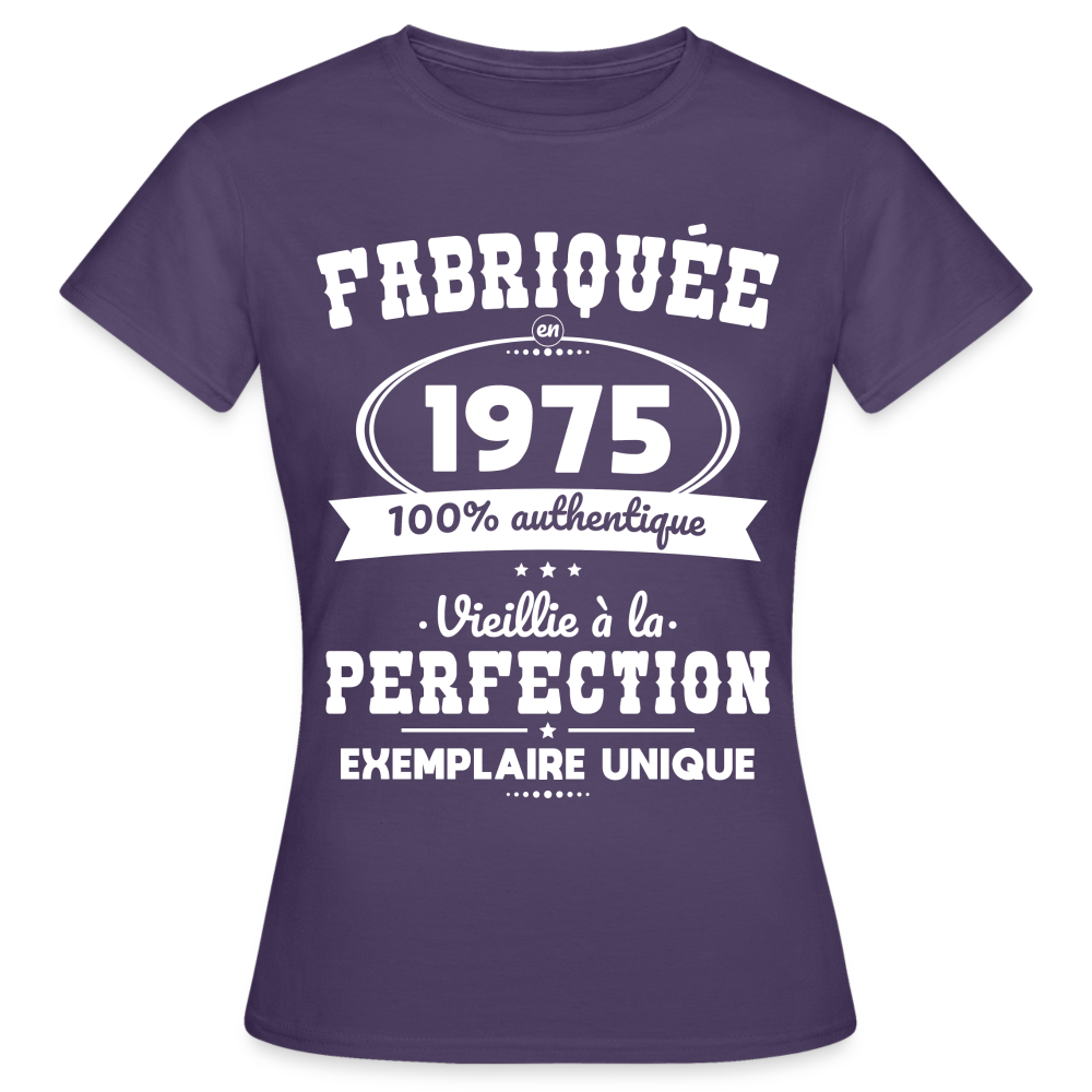 T-shirt Femme - Anniversaire 50 Ans - Fabriquée en 1975 - violet foncé