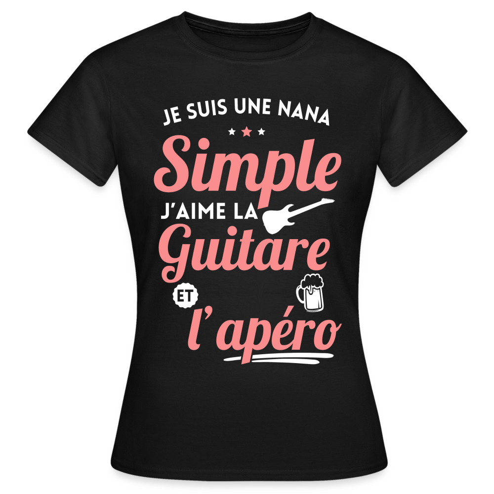 T-shirt Femme - J'aime la guitare et l'apéro - noir