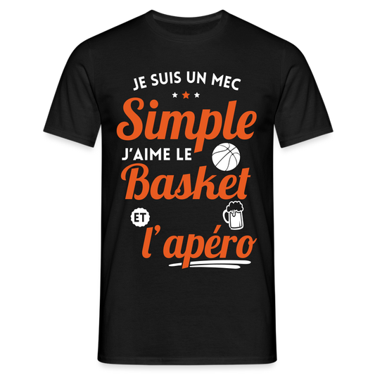 T-shirt Homme - J'aime le basket et l'apéro - noir