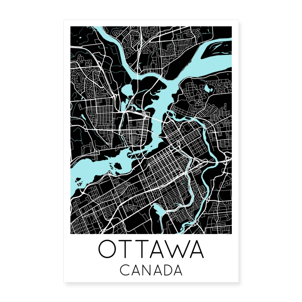 Poster Ottawa - Plan Ottawa - 40 x 60 cm - blanc