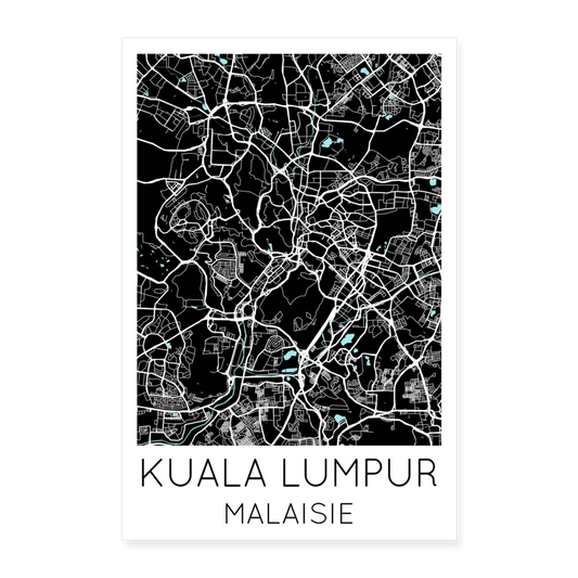 Poster Kuala Lumpur - Plan Kuala Lumpur - 40 x 60 cm - blanc