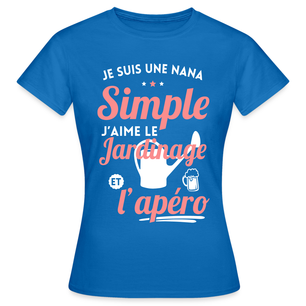 T-shirt Femme - J'aime le jardinage et l'apéro - bleu royal