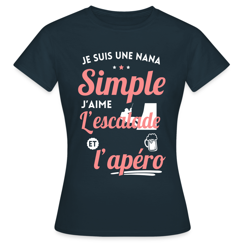 T-shirt Femme - J'aime l'escalade et l'apéro - marine