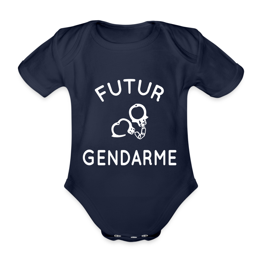 Body Bébé bio manches courtes - Futur gendarme - marine foncé