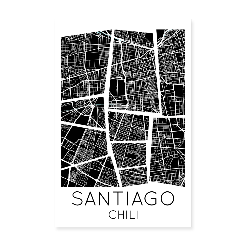 Poster Santiago - Plan Santiago - 20 x 30 cm - blanc