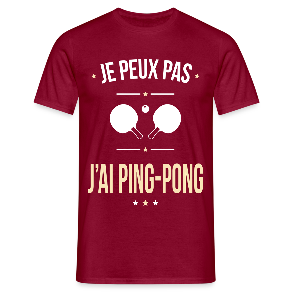 T-shirt Homme - Je peux pas j'ai Ping-pong - rouge brique