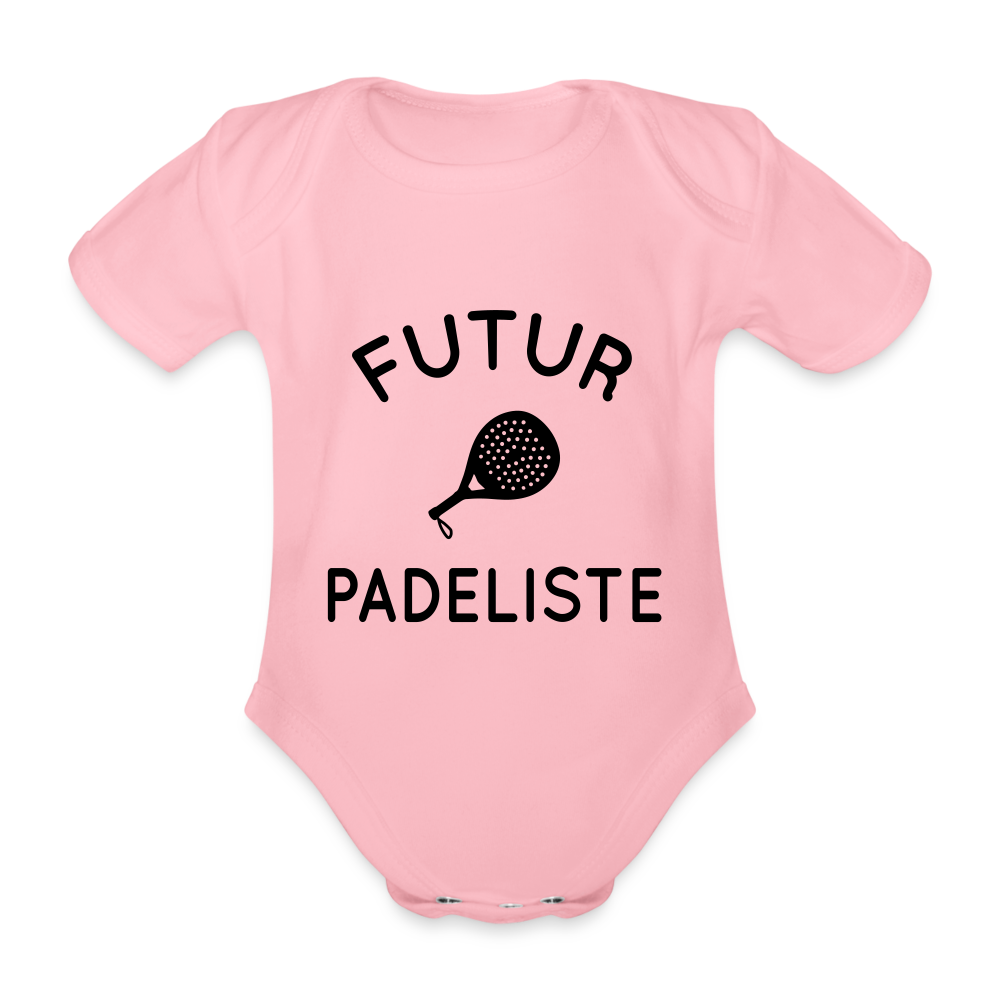 Body Bébé bio manches courtes - Futur padeliste - rose clair