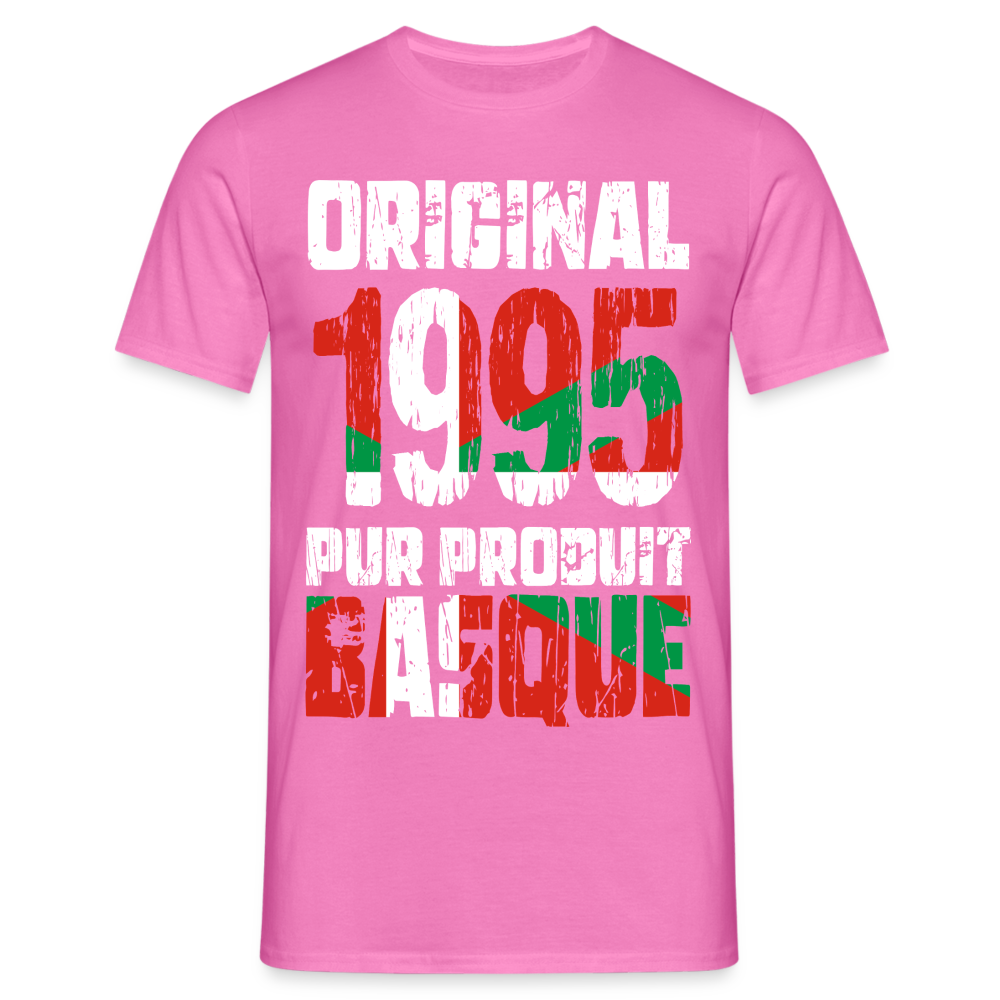 T-shirt Homme - Anniversaire 30 Ans - Original 1995 - Pur produit Basque - rose