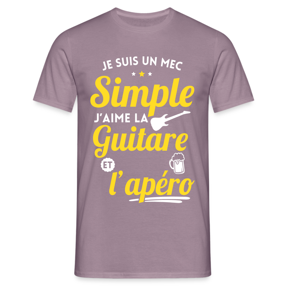 T-shirt Homme - J'aime la guitare et l'apéro - mauve gris 