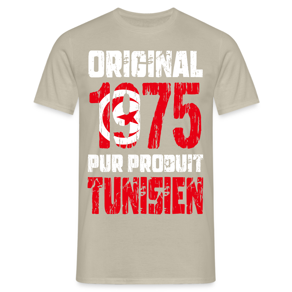 T-shirt Homme - Anniversaire 50 Ans - Original 1975 - Pur produit Tunisien - beige sable