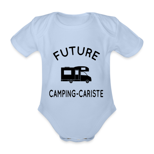 Body Bébé bio manches courtes - Future camping-cariste - ciel