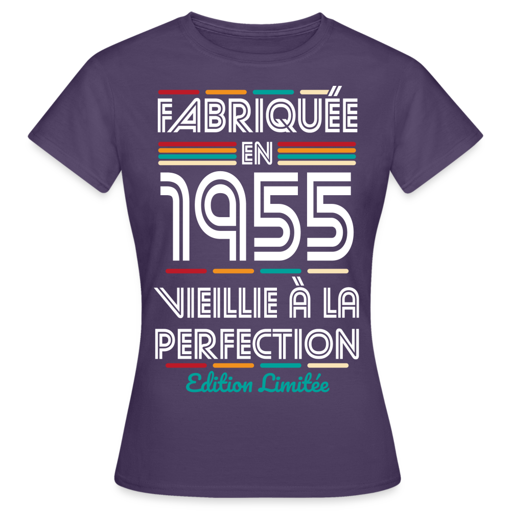 T-shirt Femme - Anniversaire 70 Ans - Fabriquée en 1955 - violet foncé