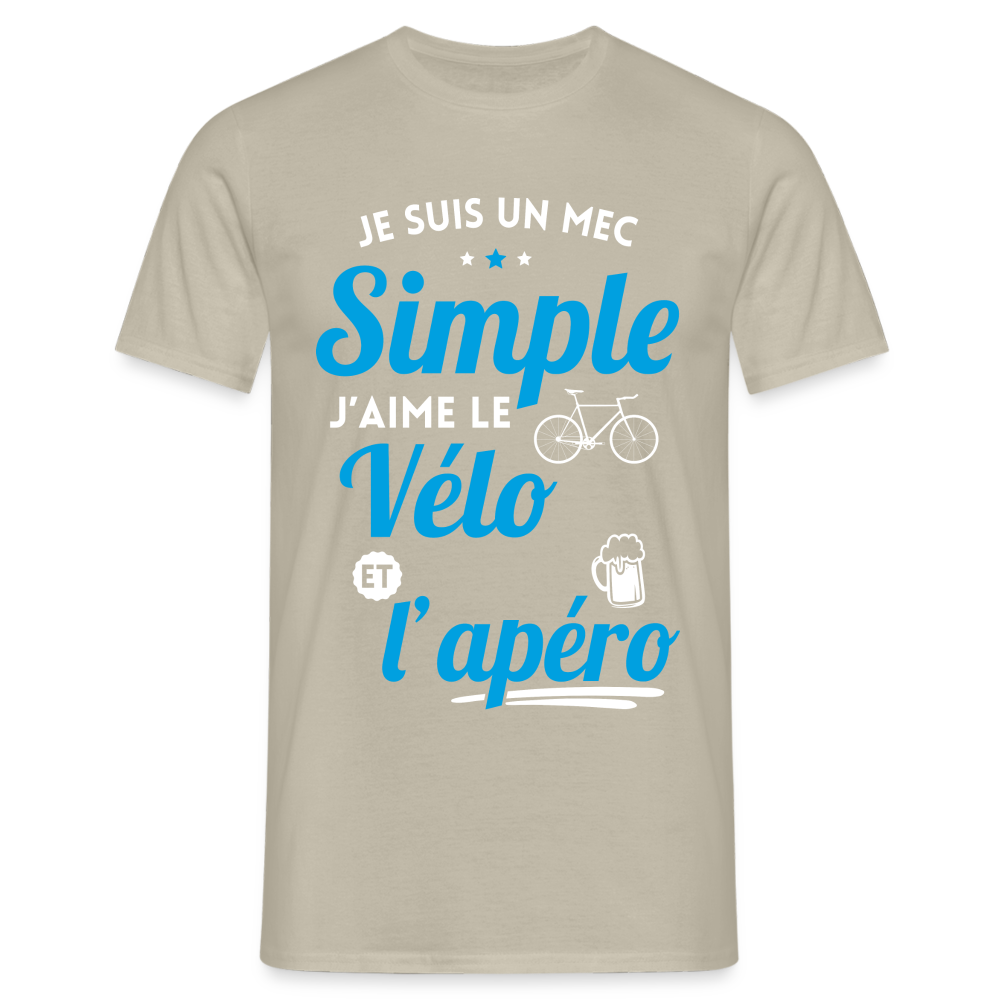 T-shirt Homme -  J'aime le vélo et l'apéro - beige sable