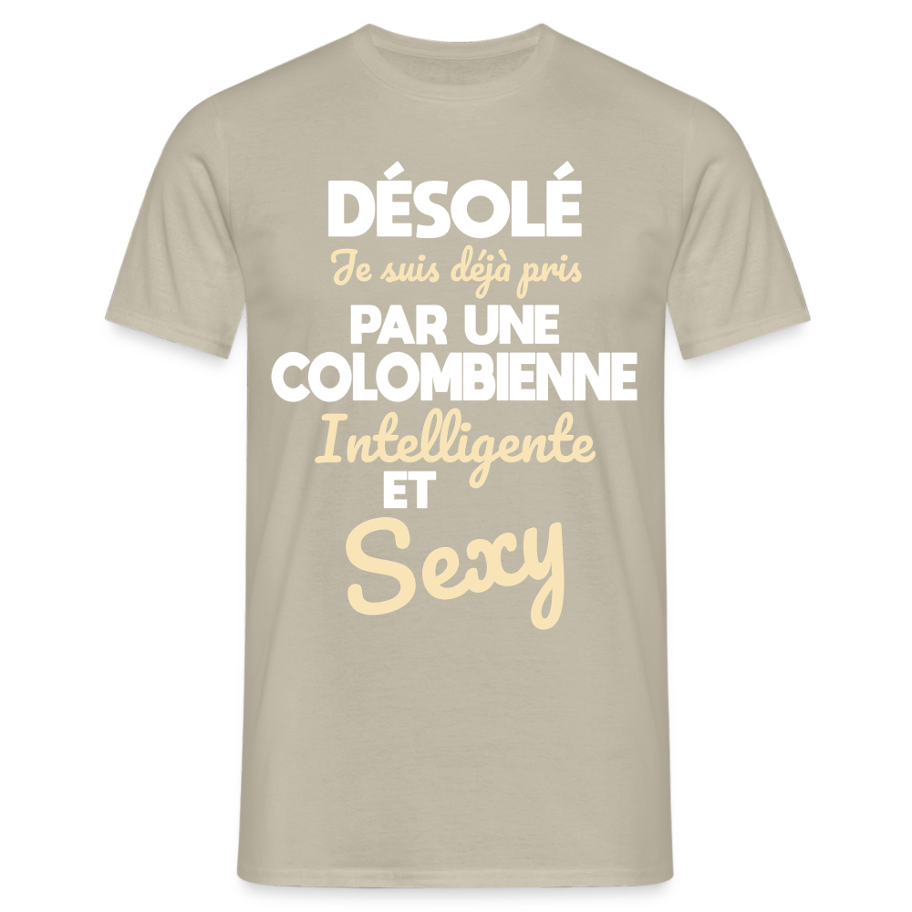 T-shirt Homme -  Je suis déjà pris par une Colombienne intelligente et sexy - beige sable