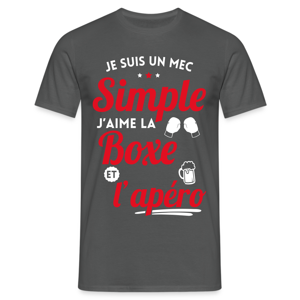 T-shirt Homme - J'aime la boxe et l'apéro - charbon