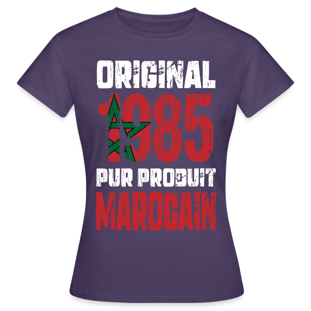 T-shirt Femme - Anniversaire 40 Ans - Original 1985 - Pur produit Marocain - violet foncé