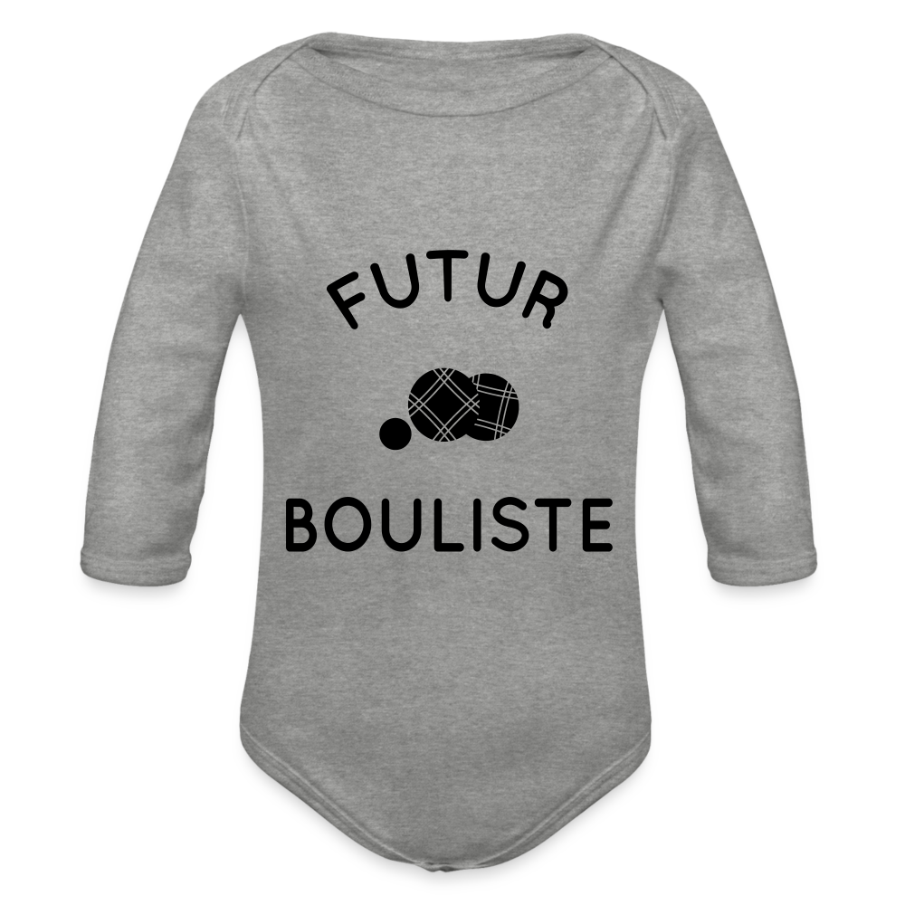 Body Bébé bio manches longues - Futur bouliste - gris chiné