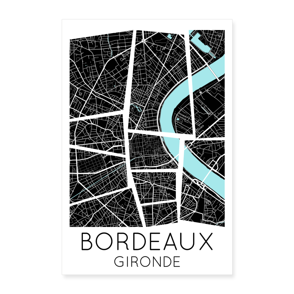 Poster Bordeaux - Plan Bordeaux - 60 x 90 cm - blanc