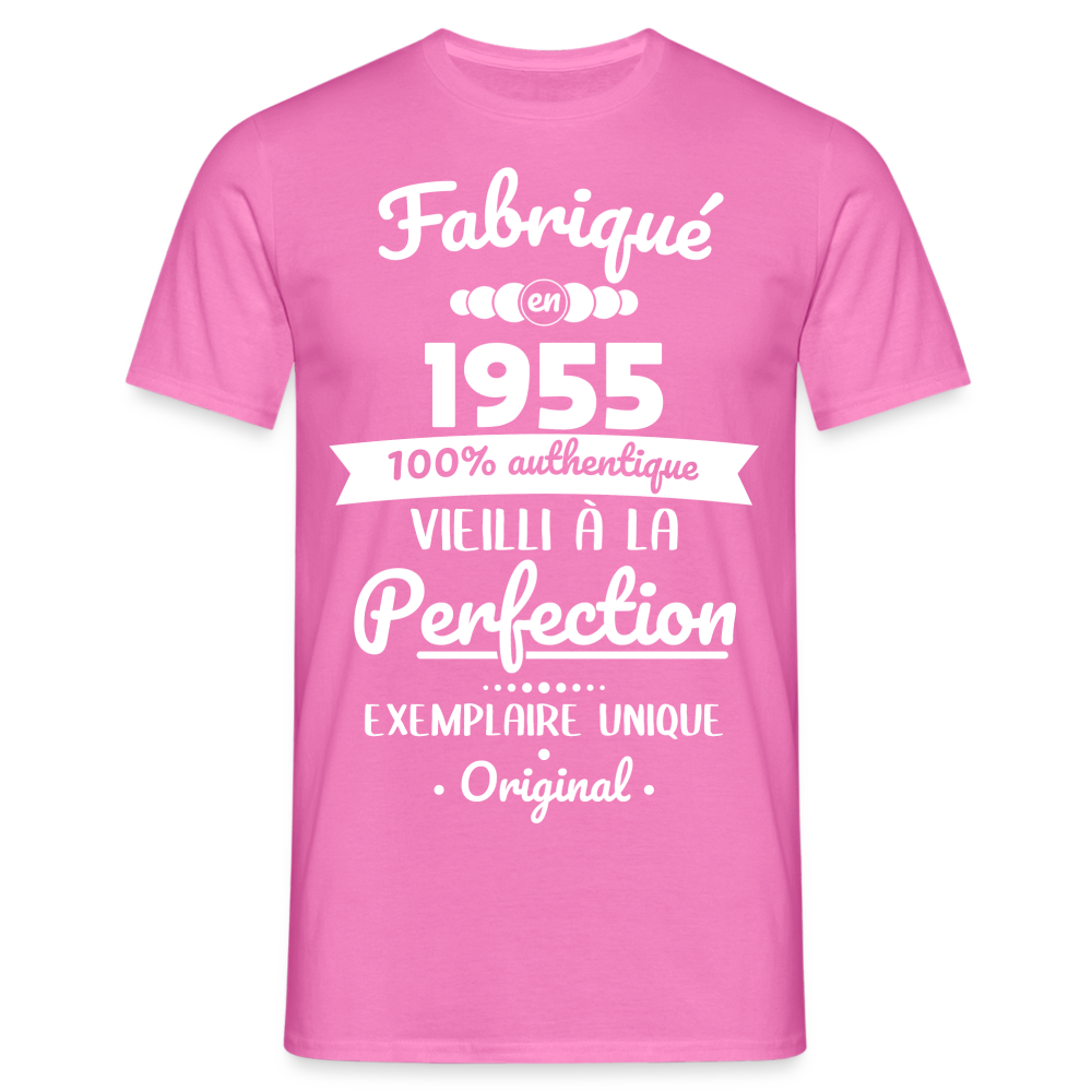 T-shirt Homme - Anniversaire 70 Ans - Fabriqué en 1955 - rose