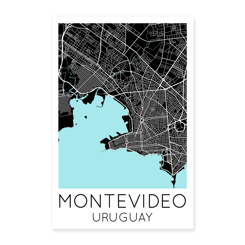 Poster Montevideo - Plan Montevideo - 40 x 60 cm - blanc