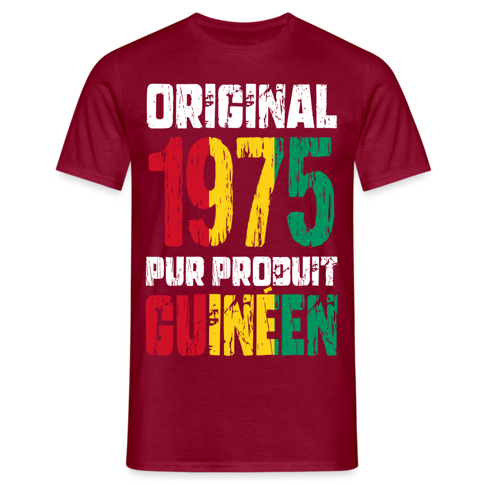 T-shirt Homme - Anniversaire 50 Ans - Original 1975 - Pur produit Guinéen - rouge brique