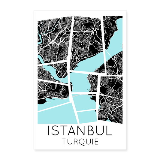 Poster Istanbul - Plan Istanbul - 40 x 60 cm - blanc