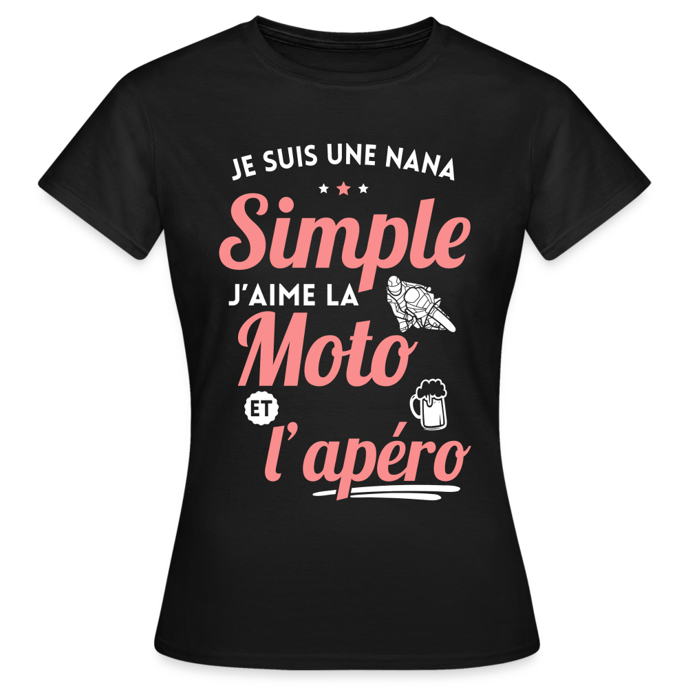 T-shirt Femme - J'aime la moto et l'apéro - noir