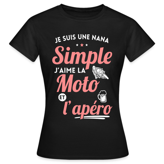 T-shirt Femme - J'aime la moto et l'apéro - noir