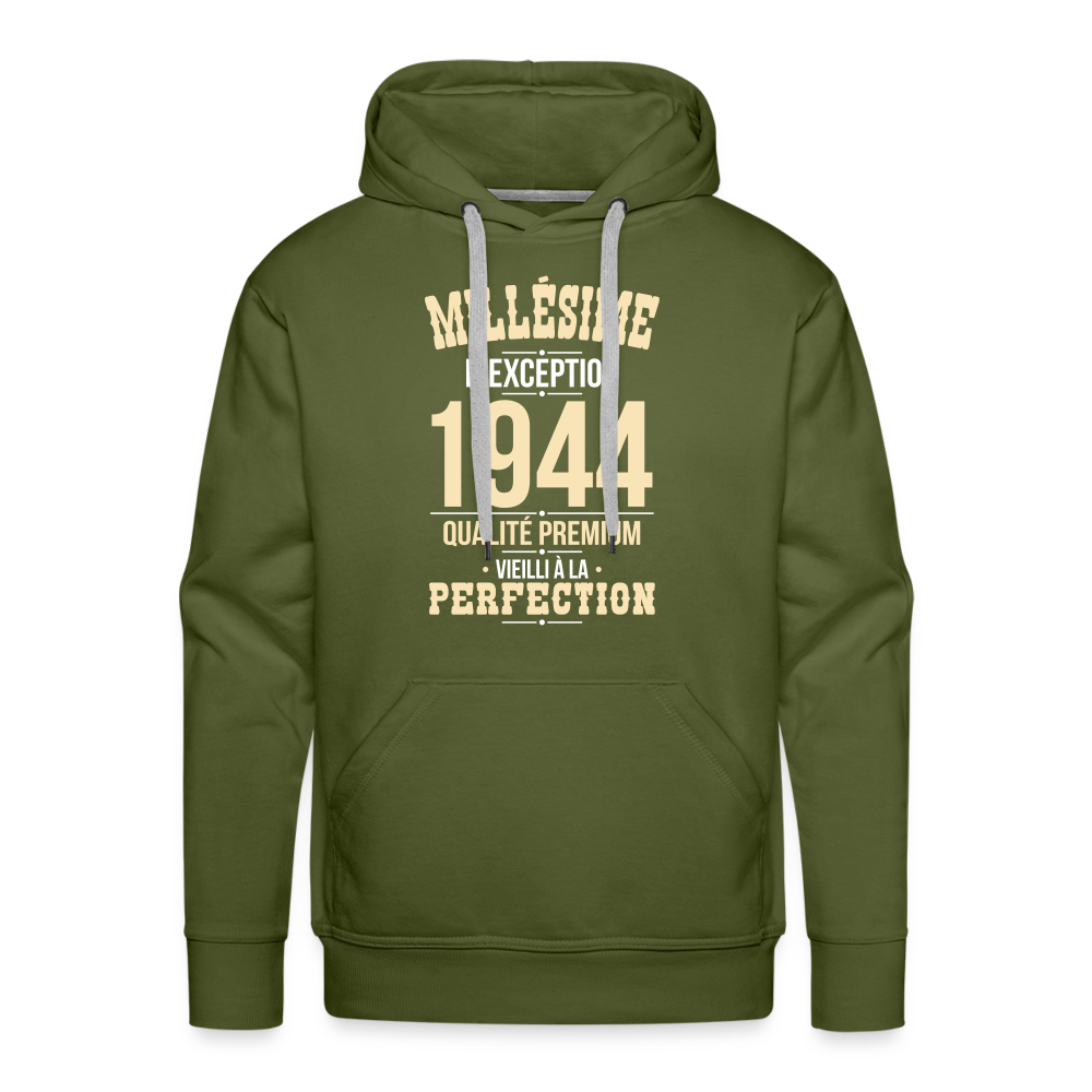 Sweat à capuche Premium Homme - Anniversaire 80 Ans - Millésime 1944 - vert olive