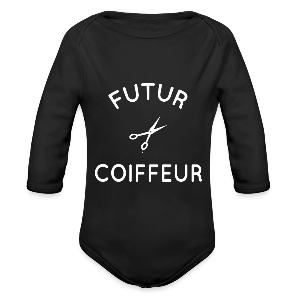 Body Bébé bio manches longues - Futur coiffeur - noir