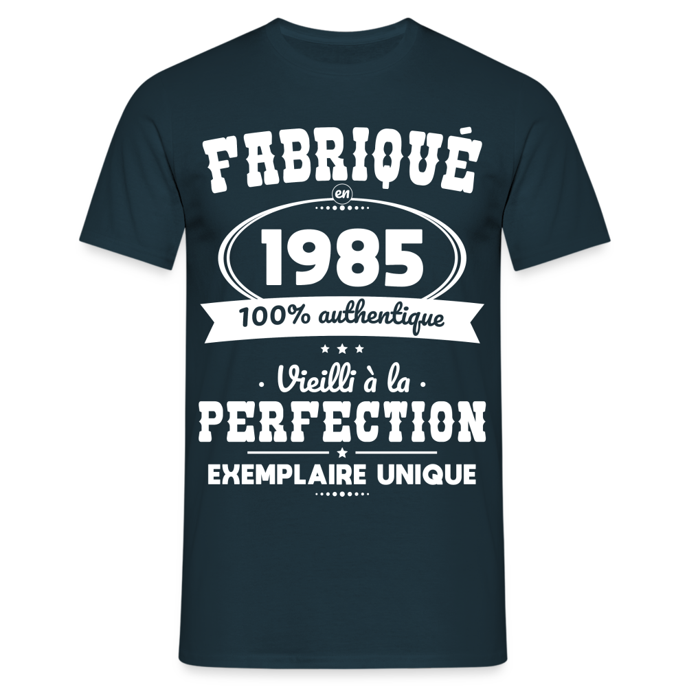 T-shirt Homme - Anniversaire 40 Ans - Fabriqué en 1985 - marine