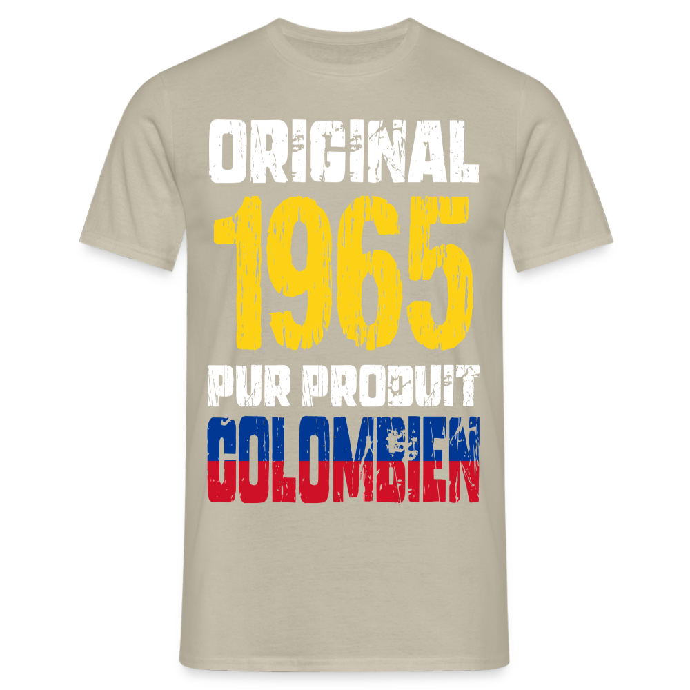 T-shirt Homme - Anniversaire 60 Ans - Original 1965 - Pur produit Colombien - beige sable