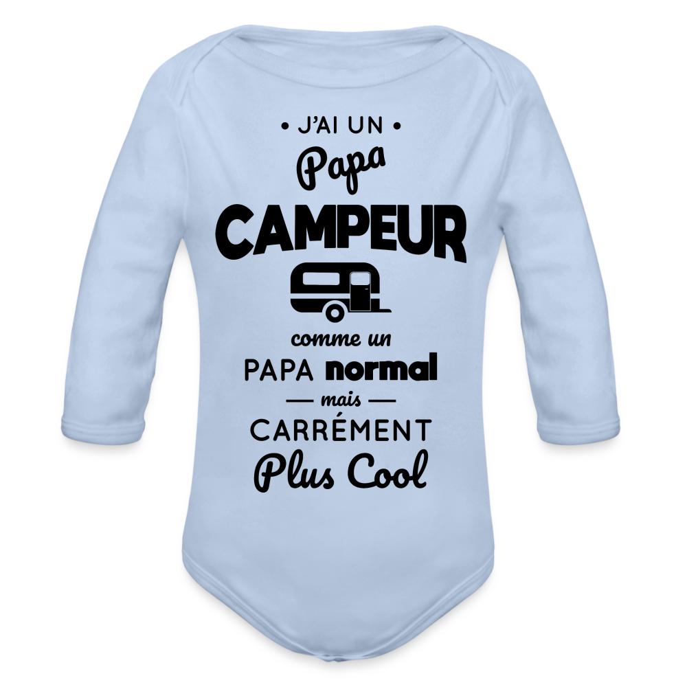 Body Bébé bio manches longues - J'ai un papa campeur - ciel