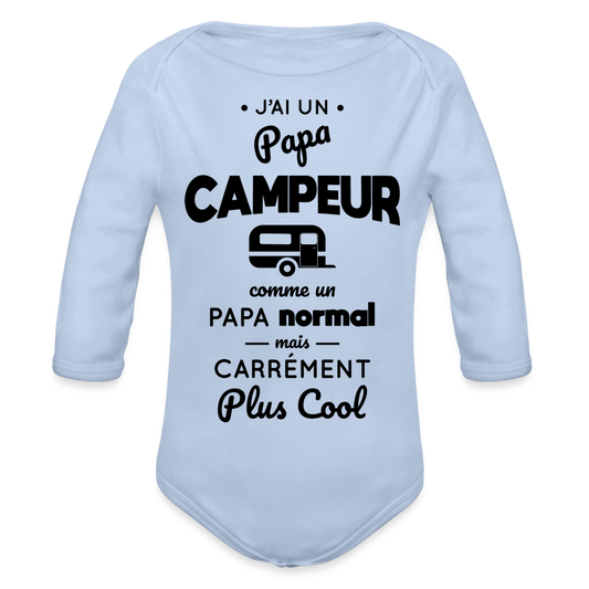 Body Bébé bio manches longues - J'ai un papa campeur - ciel