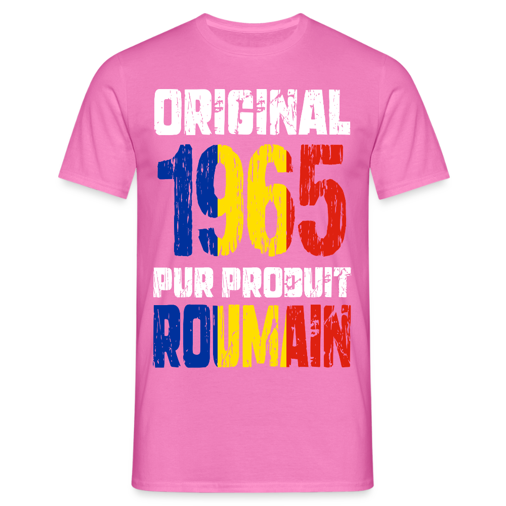 T-shirt Homme - Anniversaire 60 Ans - Original 1965 - Pur produit Roumain - rose