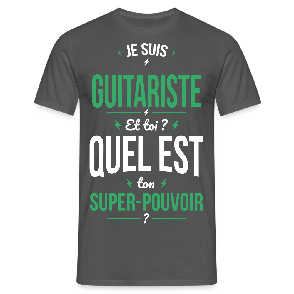 T-shirt Homme - Je suis guitariste - Super-pouvoir - charbon