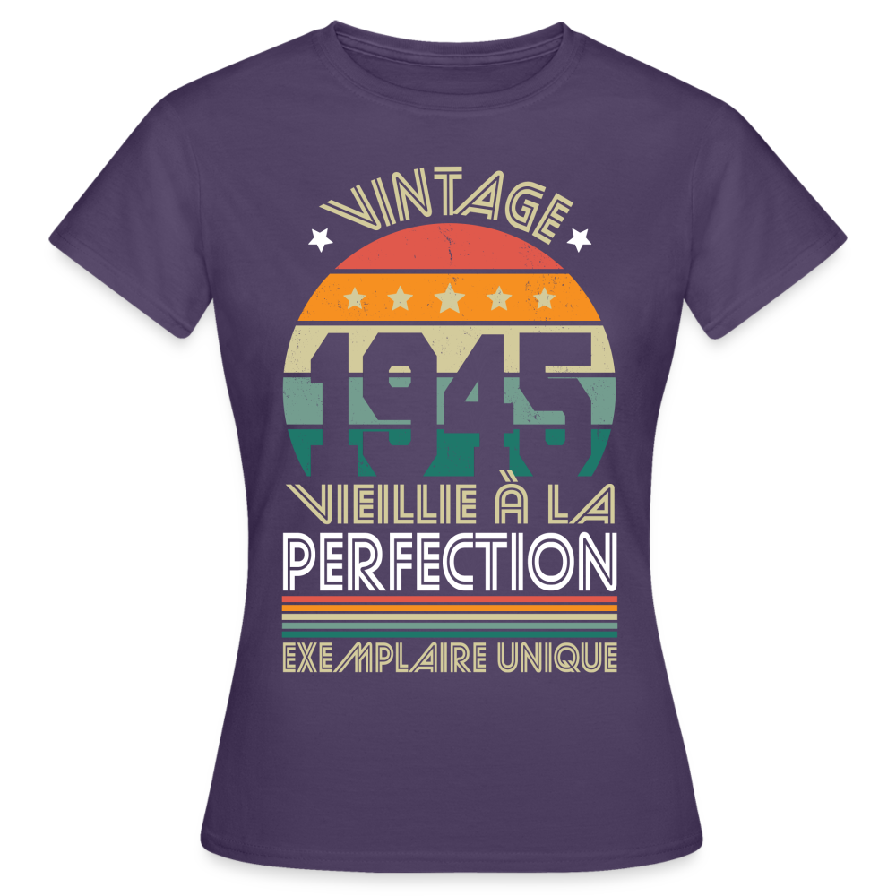 T-shirt Femme - Anniversaire 80 Ans - Vintage 1945 - violet foncé