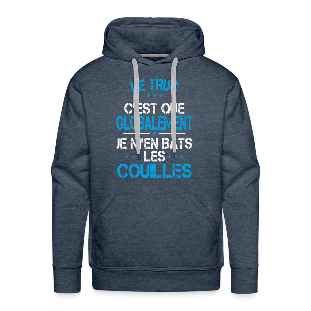 Sweat à capuche Premium Homme - Je m'en bats les couilles - bleu jeans