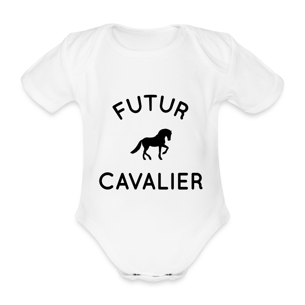 Body Bébé bio manches courtes - Futur cavalier - blanc