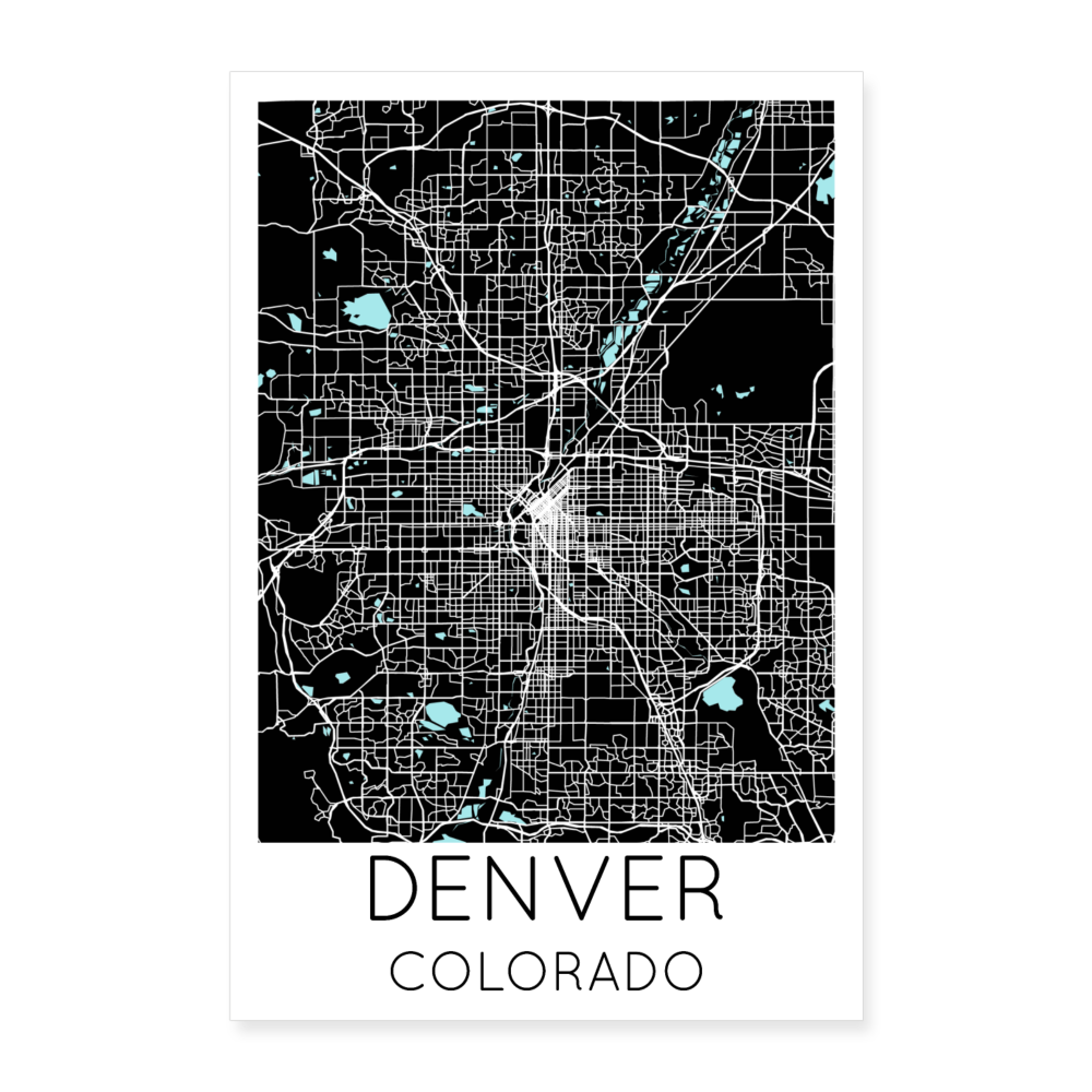 Poster Denver - Plan Denver - 60 x 90 cm - blanc