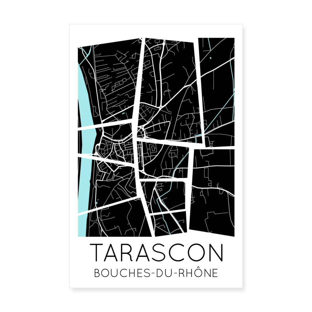 Poster Tarascon - Plan Tarascon - 20 x 30 cm - blanc