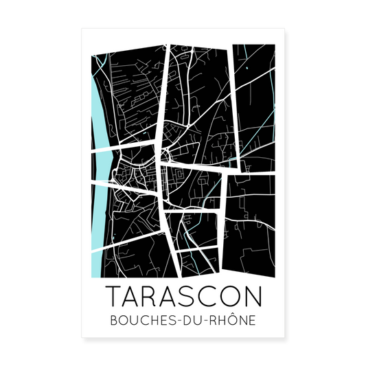 Poster Tarascon - Plan Tarascon - 20 x 30 cm - blanc