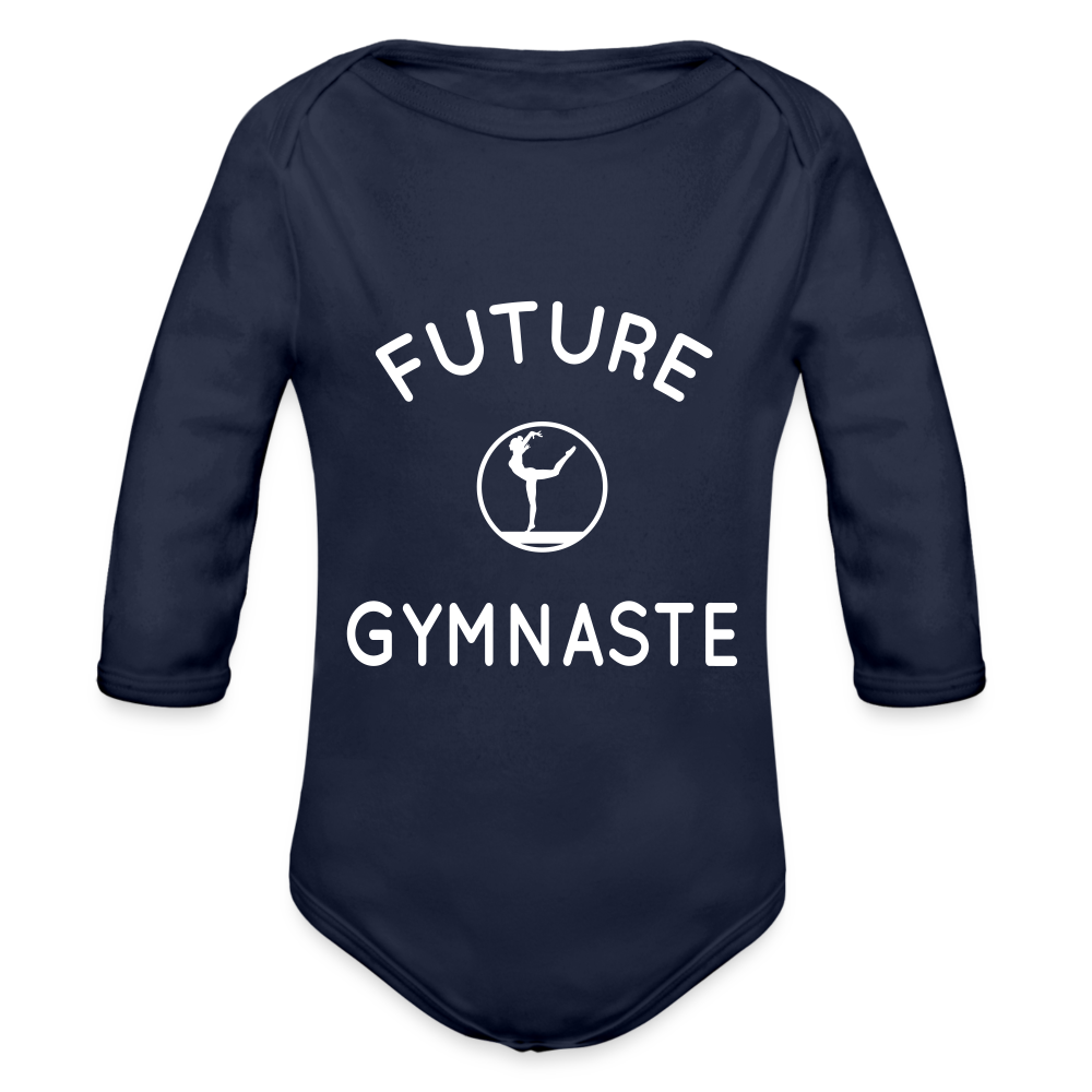 Body Bébé bio manches longues - Future gymnaste - marine foncé