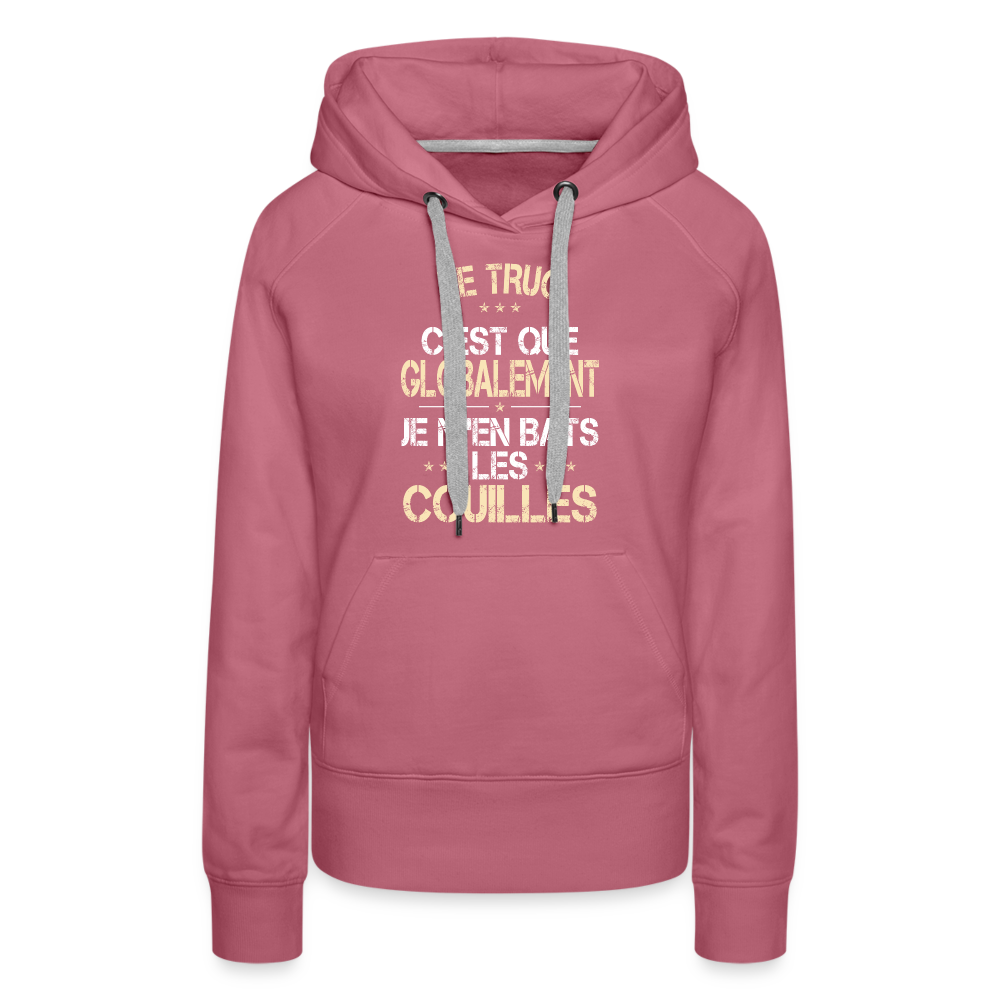 Sweat à capuche Premium Femme - Je m'en bats les couilles - mauve