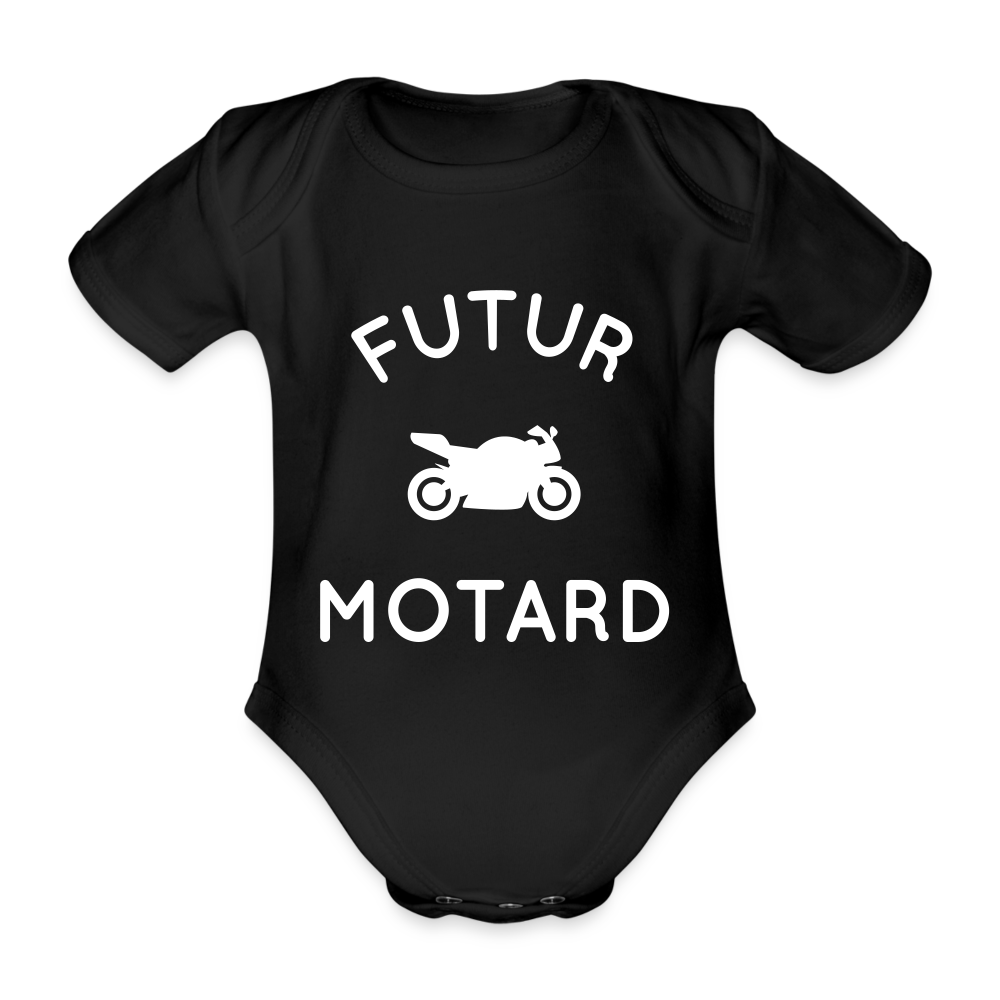 Body Bébé bio manches courtes - Futur motard - noir