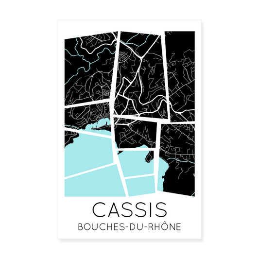 Poster Cassis - Plan Cassis - 20 x 30 cm - blanc