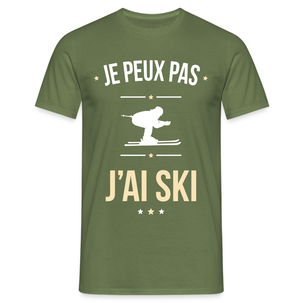 T-shirt Homme - Je peux pas j'ai Ski - vert militaire