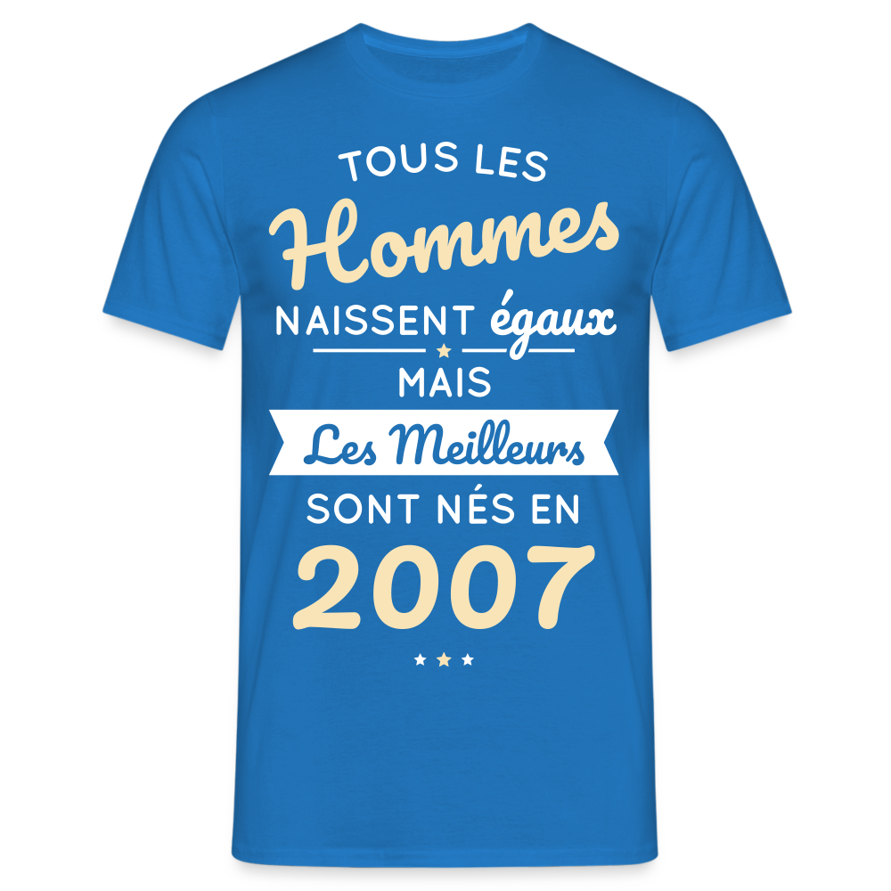 T-shirt Homme - Anniversaire 18 Ans - Les meilleurs sont nés en 2007 - bleu royal