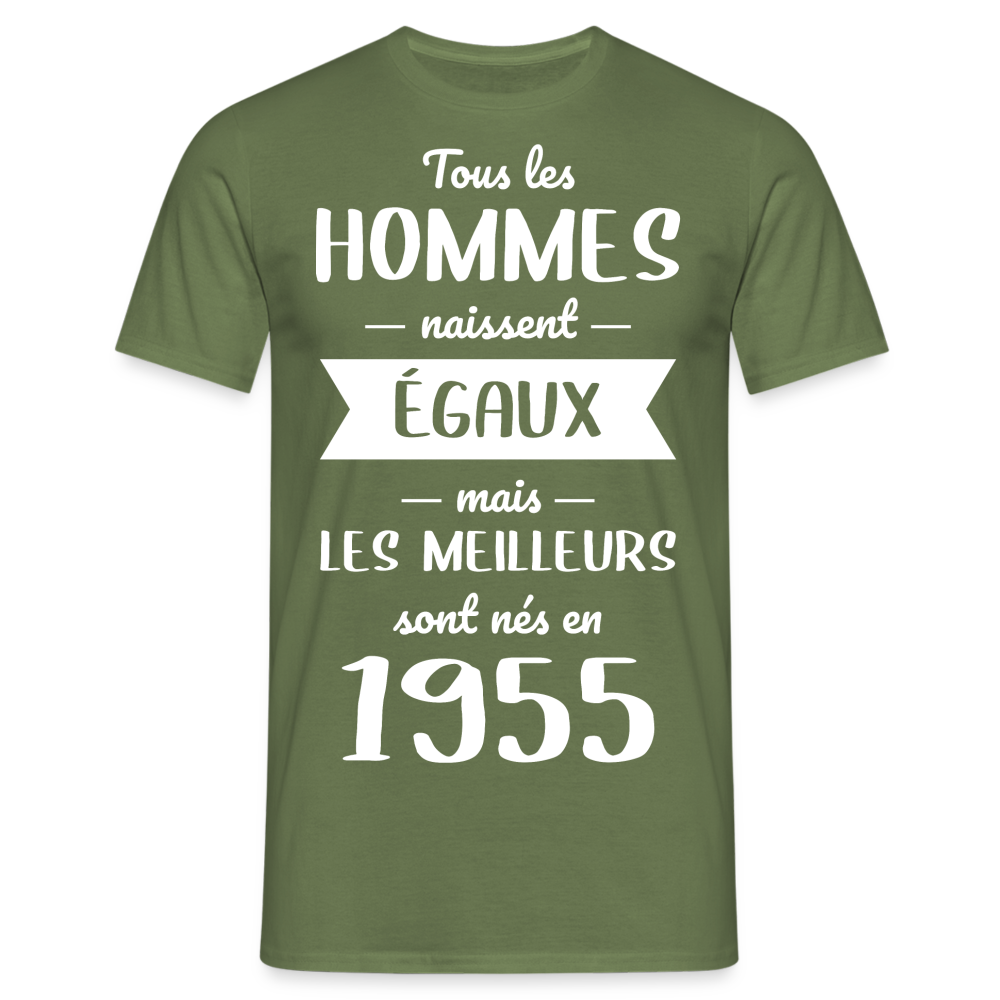 T-shirt Homme - Anniversaire 70 Ans - Les meilleurs sont nés en 1955 - vert militaire